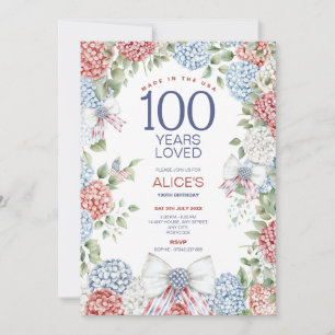 100e verjaardagsfeest, rood wit en blauw, 4 juli kaart