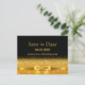 100e verjaardagsfeest zwart goud boog save the dat briefkaart (Staand voorkant)