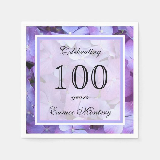 100e verjaardagsfeestje papieren servetten (Voorkant)