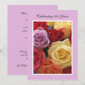 100e verjaardagsfeestje uitnodigings Rozen Kaart (Voorkant / Achterkant)