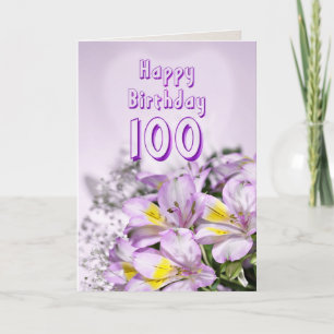 100e Verjaardagskaart met Alstromeria lelie bloeme Kaart