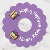 100e Verjaardagstaart met Candles chocolade icing Wijnglaslabel (Voorkant)