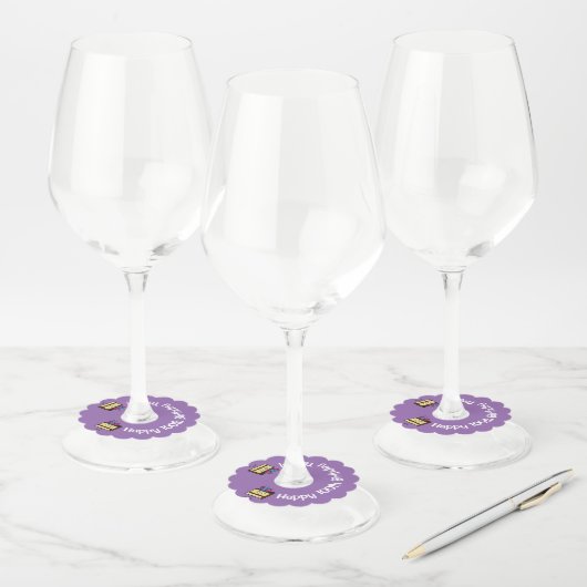 100e Verjaardagstaart met Candles chocolade icing Wijnglaslabel (Set)