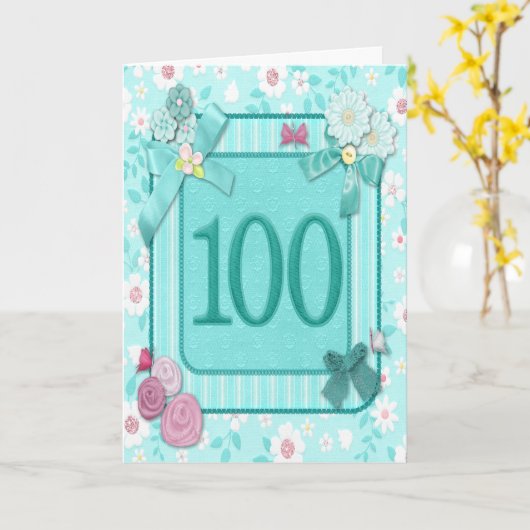 100ème anniversaire carte avec fleurs (Fleur jaune)