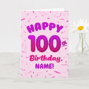 100ste ballon nummer aangepaste naam verjaardagska kaart