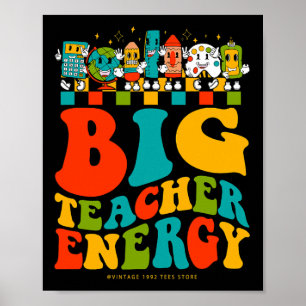 100ste dag van de school grote leraar energie groo poster