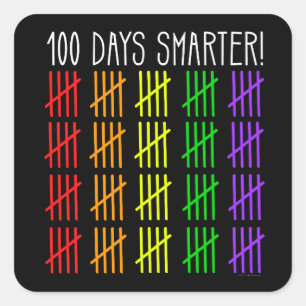 100ste dag van de school Rainbow Counting Teacher Vierkante Sticker