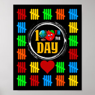 100ste dag van school tellen van streepjes 100 dag poster