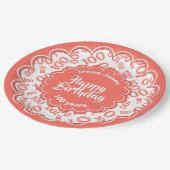 100ste koraal/wit willekeurig getallenpatroon papieren bordje (Gekanteld)