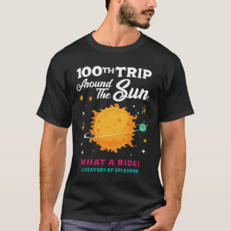 100ste reis rond de zon 100 jaar verjaardagsfeestj t-shirt