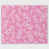 100ste Roze/Wit Willekeurig Getal Patroon Groot Cadeaupapier (Vlak)