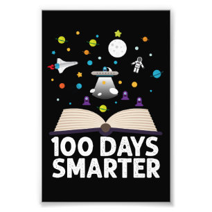 100ste Schooldag 100 Dagen Slimmer Boeken Ruimte Foto Afdruk