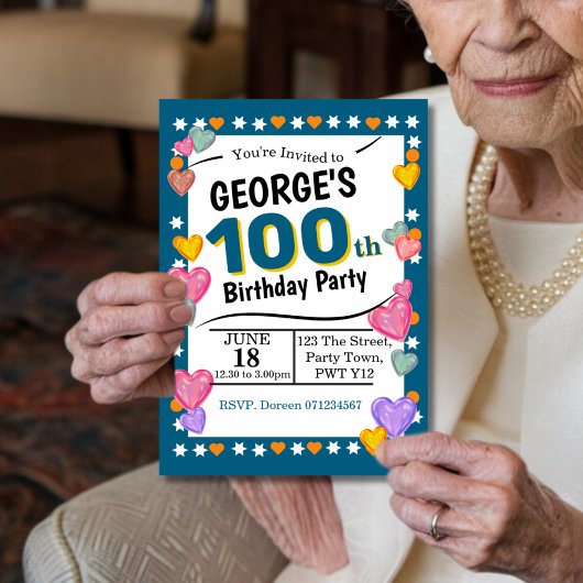 100ste verjaardag 100 jaar oud feest kaart