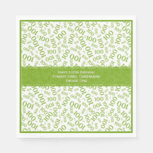 100ste verjaardag Cool nummer Patroon Groen/Wit Servet