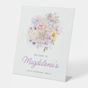 100ste Verjaardag Feest Voorjaar Bloem Boeket Welk Reclamebord Met Voetstuk