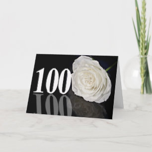100ste verjaardag Kaart met een witte roos