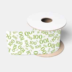 100ste Verjaardag Modern Nummer Patroon Groen/Wit Lint