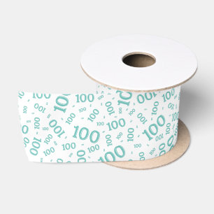 100ste Verjaardag Modern Nummer Patroon Turquoise/ Lint