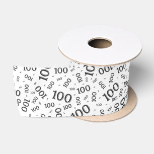 100ste Verjaardag Modern Nummer Patroon Zwart/Wit Lint