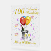 100ste verjaardag Mousserende wijn Acryl Bord (Hoek)