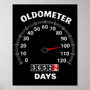 100ste verjaardag oldometer nul tot 100 jaar auto poster