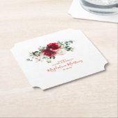 100ste Verjaardag Party Red Rose Pink Peony Custom Kartonnen Onderzetters (Gekanteld)