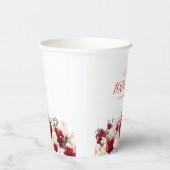 100ste Verjaardag Party Red Rose Pink Peony Custom Papieren Bekers (Rechts)