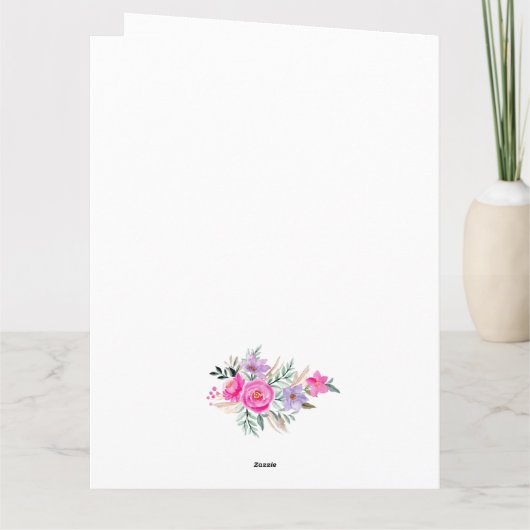 100ste verjaardag roze waterverf bloem kaart (Achterkant)