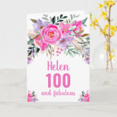 100ste verjaardag roze waterverf bloem kaart (Gele Bloem)