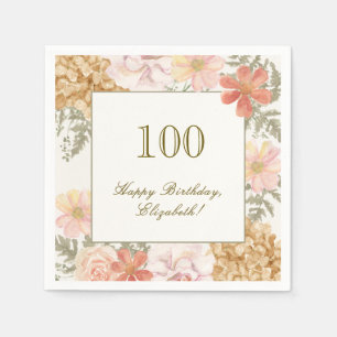 100ste verjaardag servet herfstkleur bloem wit