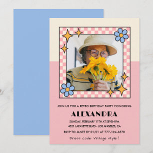 100ste verjaardag uitnodiging Retro Groovy Roze