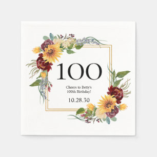 100ste verjaardag Zonnebloemen Servet
