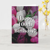 100ste Verjaardagskaart met roze tulpenbloemenboek Kaart (Gele Bloem)