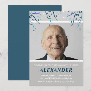 100ste verjaardagsuitnodigingen Mannen Confetti Fo Kaart