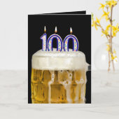 100th Birthday Beer op zwart Kaart (Gele Bloem)