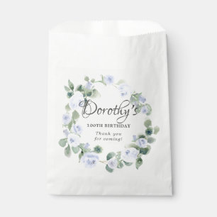 100th Birthday Blue Roos Floral Eucalyptus Wreath Bedankzakje