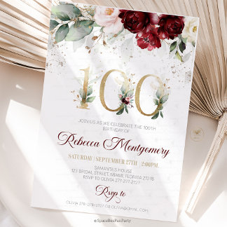 100th birthday Elegant Milestone invitation