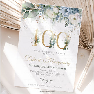 100th birthday Elegant Milestone invitation RSVP Kaartje