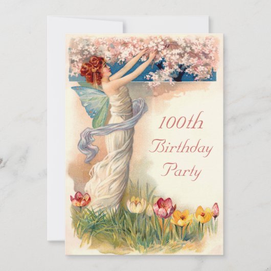 100th Birthday  Fairy Blossom Kaart (Voorkant)