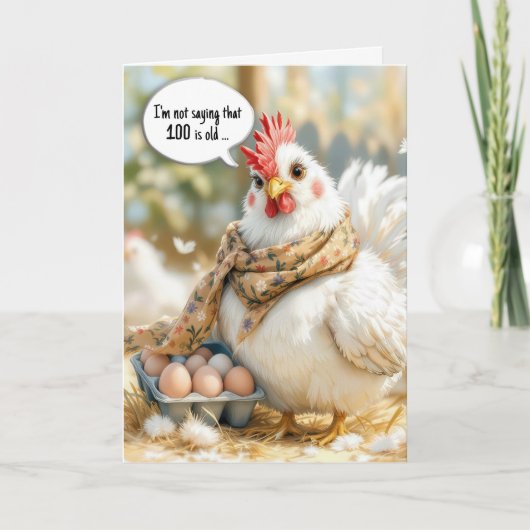 100th Birthday Hen With Eggs in Carton Kaart (Voorkant)