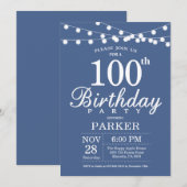 100th Birthday Invitation Blue (Devant / Derrière)