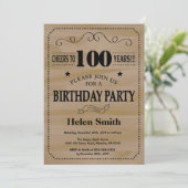 100th Birthday Invitation Rustic Wood (Debout devant)
