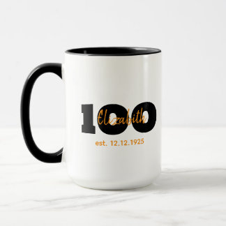 100th Birthday Mug,Milestone Gift,Name & Date Mok