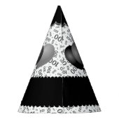 100th Birthday Number Pattern Black/White Scallops Feesthoedjes (Achterkant)