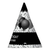 100th Birthday Number Pattern Black/White Scallops Feesthoedjes (Rechts)