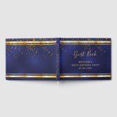 100th Birthday Party dark blue gold confetti Gastenboek (Volledig)
