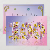 100th Birthday party, met bloembollen letters Kaart (Voorkant / Achterkant)