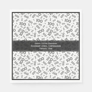 100th Birthday Party Number Pattern Black/White Servet