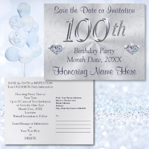 100th Birthday Party Uitnodigingen of Save the Dat