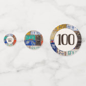 100th Birthday Retro Licence Borden Confetti (Voorkanten)